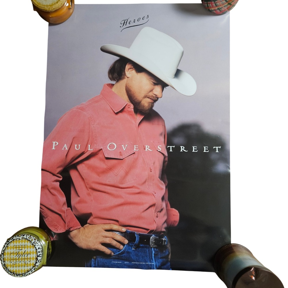 Paul Overstreet Heroes Vintage 1990 Album Promo Poster Display 19x27 BMG Country